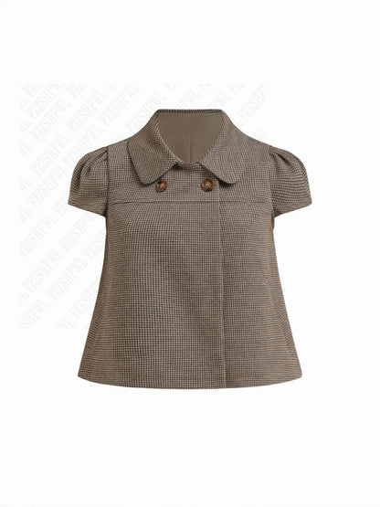 Fashionable American retro Y2K 2026 new Napoleon style short-sleeved lapel shirt t-shirt short-sleeved summer new women's item